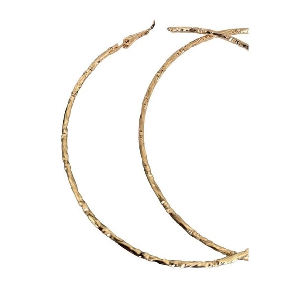 FOREVER 21 With Purpose Gold-tone Hoop Pierced Earrings 3 inch (Large) NEW - Picture 2 of 5